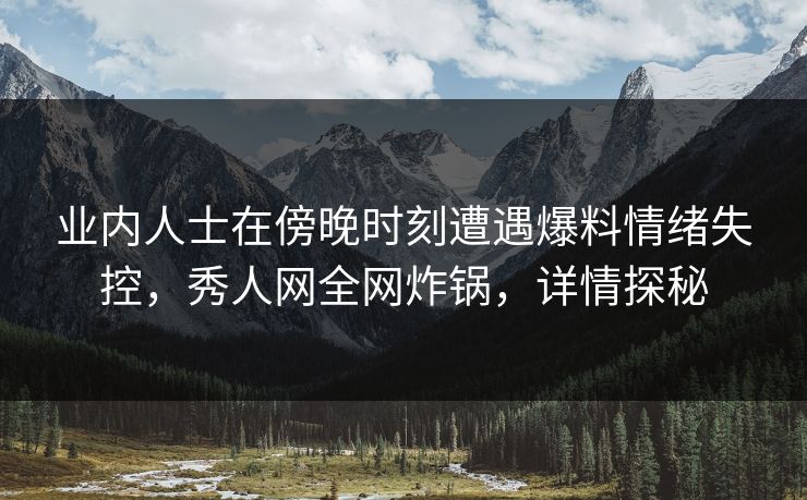 业内人士在傍晚时刻遭遇爆料情绪失控，秀人网全网炸锅，详情探秘