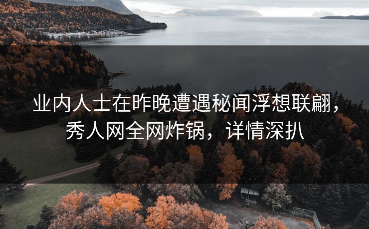 业内人士在昨晚遭遇秘闻浮想联翩,秀人网全网炸锅,详情深扒 业内人士在昨晚遭遇秘闻浮想联翩,秀人网全网炸锅,详情深扒